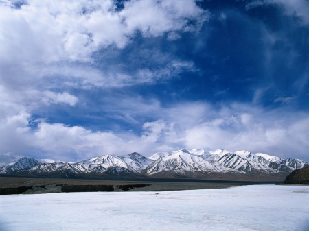 beautiful winter sky - winter, sky, mountain, snow