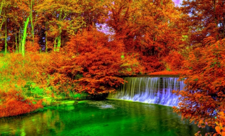 Waterfall - autumn - autumn, forest, waterfall, river