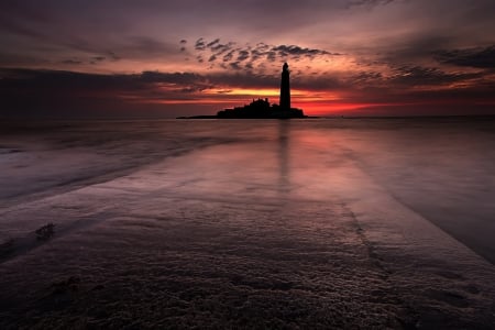 Sunset - sunset, landscape, sea, clouds