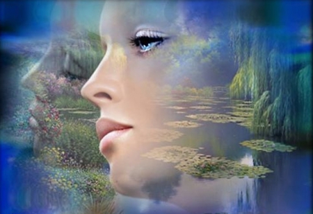 fantasy face - collages, fantasy, people, blue, soft, beauty, art