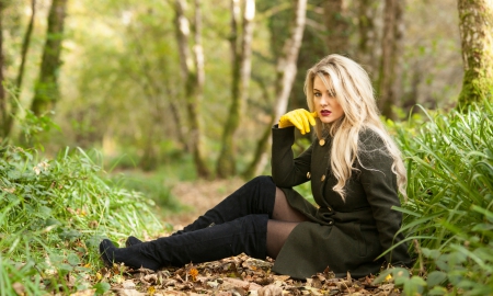 women - eyes, makeup, nature, coats