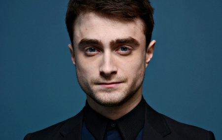 Daniel Radcliffe - black, daniel radcliffe, actor, blue, man