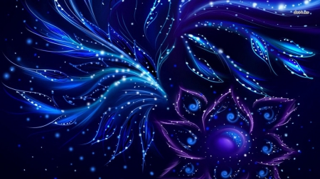 Flower Abstract - abstract, flowers, 3D and CG, blue