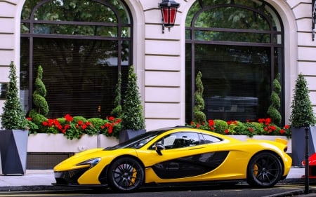 Ferrari on the Street - street, yellow, cars, ferrari