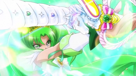 Princess March - anime girl, girl, magic, prettycure, cure march, green hair, glow, pretty, magical girl, sweet, precure, anime, long hair, nice, glowing, lovely, smile precure, female