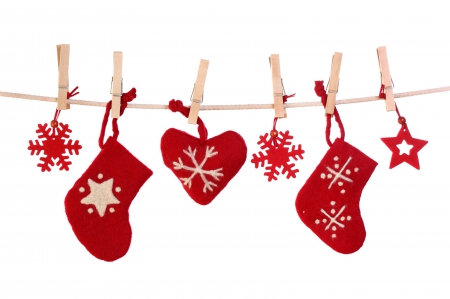 Xmas - hearts, red, socks, snowflakes, decoration, christmas