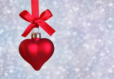 Xmas Heart - bow, heart, lace, decoration, christmas