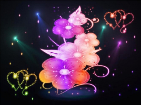 Flowers in the Dark - Dark Fantasy, Blast of Flowers, Flowers, Nightime Flowers