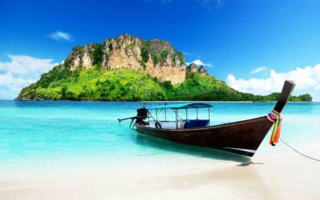 Paradise Island - beach, nature, island, boat