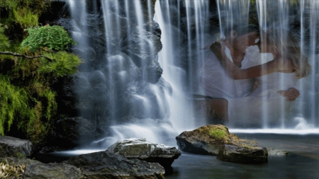 ~*~ Together ~*~ - love, love fantasy, nature, together, hd wallpaper, romantic couple, waterfall