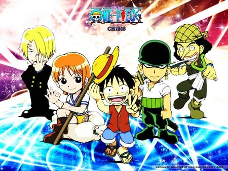 One Piece Chibis - sanji, one piece, anime, luffy, ussop, zoro, chibi, nami