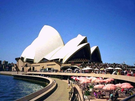 Sydney Opera House - sydney, opera house, dining area, harbour, walkway, australia