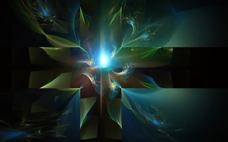 Blinded by the light - fractal, abstract, light, blue, green, blinded, wallpaper