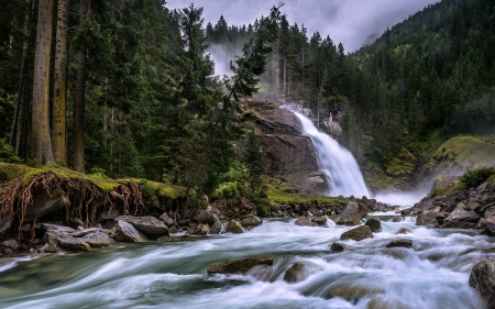 Krimml Falls, Austria - nature, austria, forest, waterfall