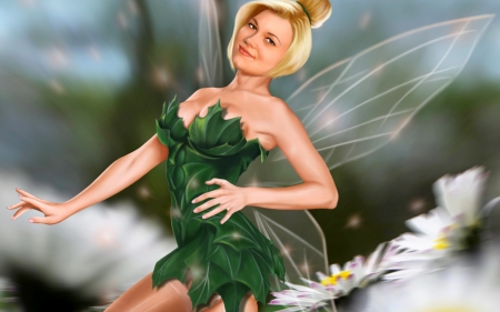 Tinker Bell - art, wings, green, fairy, tinker bell, fantasy