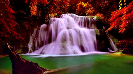 AUTUMN FALLS - waterfalls, forest, nature, autumn