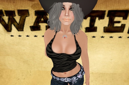 Fantasy Cowgirl - belt, hat, cowgirl, jeans