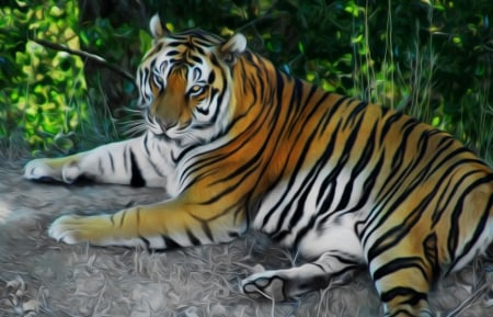 TIGER PAINTING - CAT, TIGER, PAINTING, STRIPES