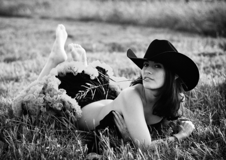 Camera Fun - boots, field, hat, cowgirl