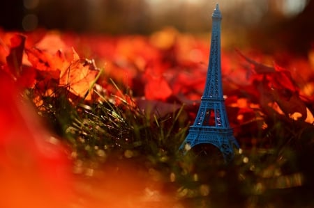 Eiffel Tower - nature, bokeh, autumn, fall, eiffel tower, leaves, autumn splendor