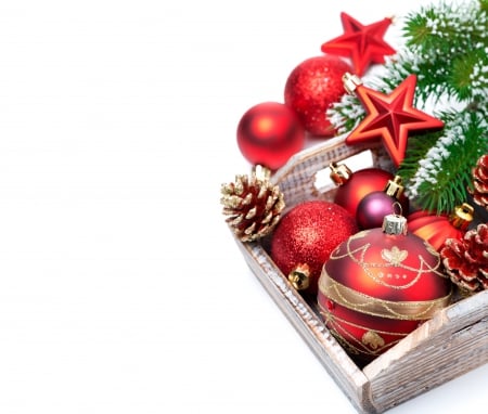 Xmas - christmas, decoration, balls, box, merry