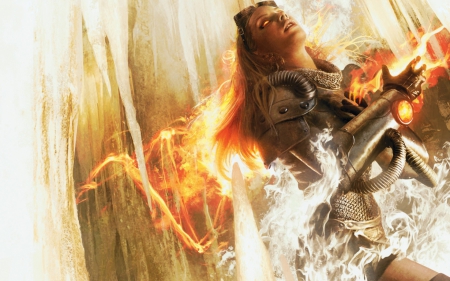 Chandra - magic the gathering, game, fantasy, woman, fire, girl, Chandra, orange