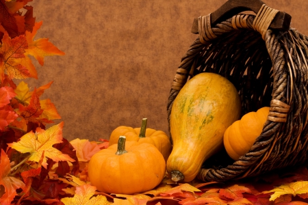 Autumn - pumpkins, autumn, fall, gourd, leaves, basket, still life, gourds