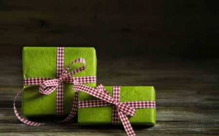 Christmas Gifts - gifts, green, box, Christmas, ribbons