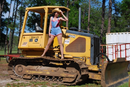 Steel Horse - cowgirl, dozer, tractor, hat, boots