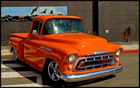 Orange Chevy Truck - truck, pickup, orange, chevy