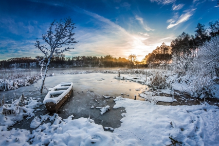 Sunrise On Winter Lake