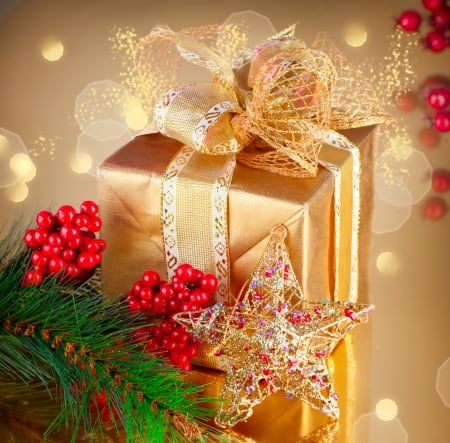 Xmas - xmas, gift, box, merry, decoration, gold, christmas