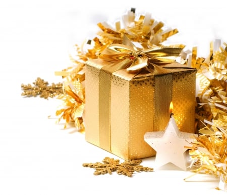 Golden Xmas - box, gift, xma, golden, decoration, christmas