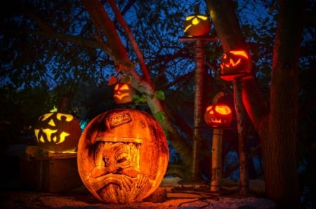 Happy Halloween - face, light, scary, artwork, night, pumpkin