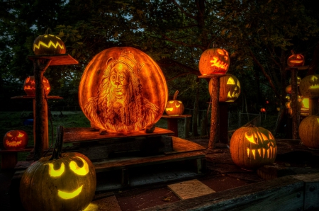 King Halloween - face, light, scary, artwork, night, pumpkin