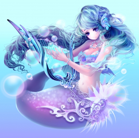 Images Of Blue Hair Anime Mermaid Girl