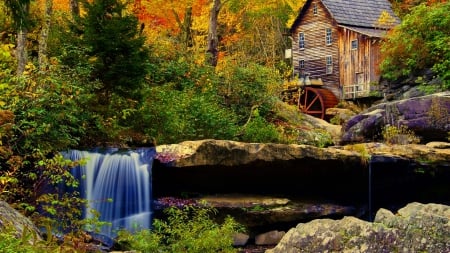 Mill in autumn forest