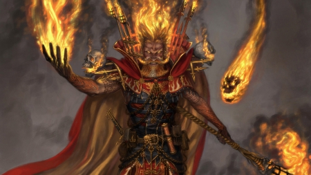 PYROMANCER - pyromancer, flames, skulls, fantasy, fire