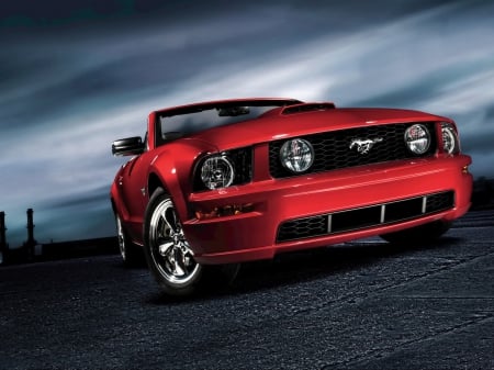 ford mustang - american, ford, mustang, red