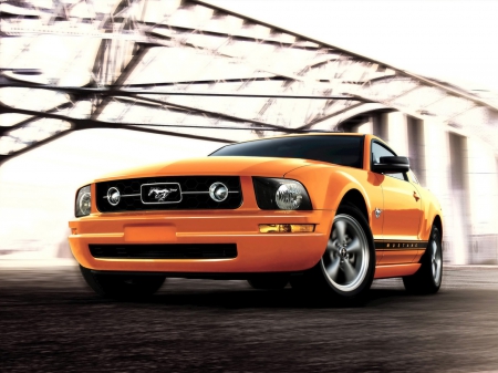 ford mustang - american, ford, orange, mustang