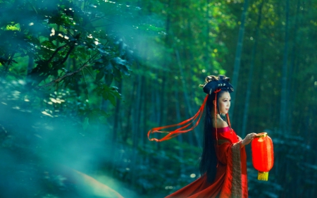 Oriental Beauty - forest, asian, woman, model