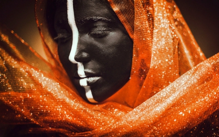 Artistic Woman - face, style, veil, paint, woman