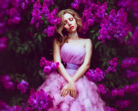 Pretty Pink - woman, style, pink, flowers, model