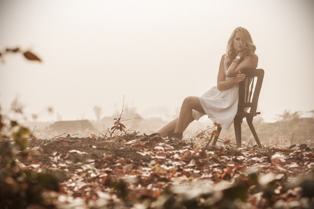 All around me - leaves, woman, autumn, model