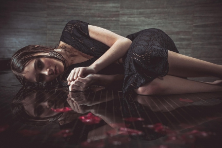 These silent hearts - alone, woman, dress, model