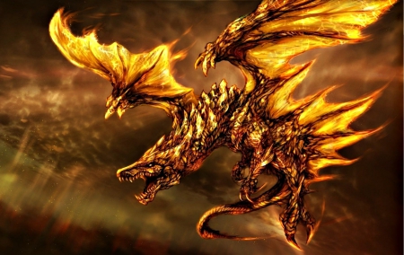 Dragon - wings, fantasy, golden, game, yellow, dragon, art