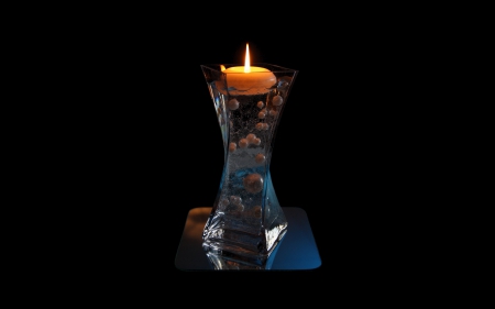 Candle - flame, candle, black background, floating