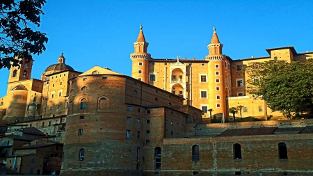 City of Urbino_Italy - village, grass, architecture, panorama, view, italia, castle, italy, hills, old, sky, town, building, medieval, monument, landscapes, trees, colors, ancient