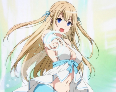 Wind - beauty, female, hot, blond, anime girl, wind, blond hair, blonde hair, amagi brilliant park, anime, sexy, girl, long hair, wing, beautiful, fairy, dress, blonde