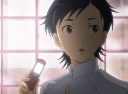 Someone There?? - anime, handphone, surprised, female, saya otonashi, short hair, blood plus, look, bloodplus, anime girl, mobile, girl, shock, looking, saya, otonashi, black hair, otonashi saya, phone